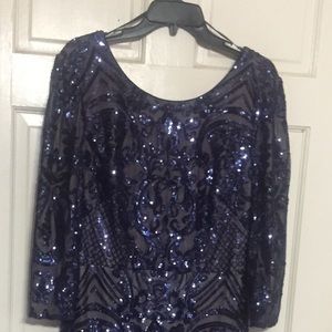 Full length navy size 14 Sequined dress worn once